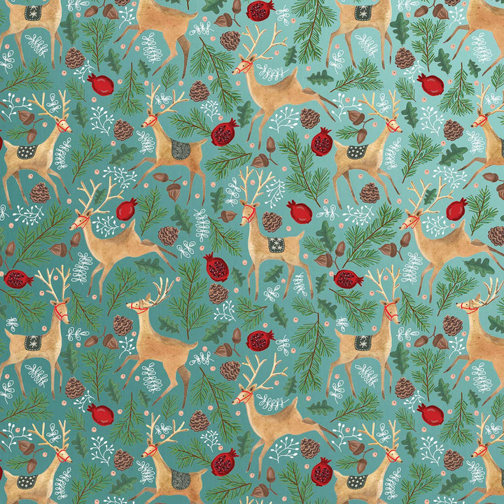 Reindeer Tapestry Christmas Gift Wrap, 10 ft x 30"