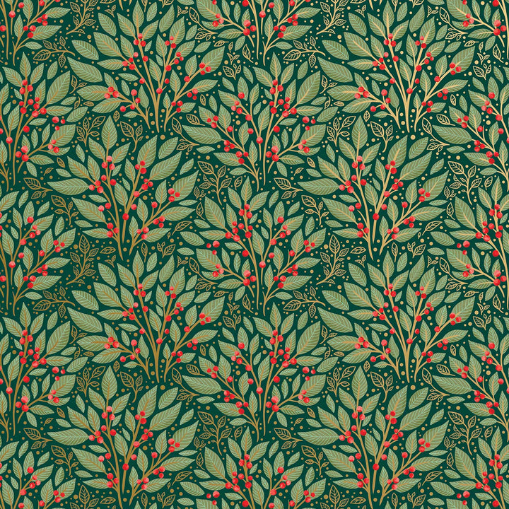Holly Tapestry Christmas Gift Wrap, 10 ft x 30"