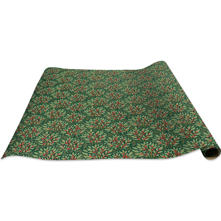 Holly Tapestry Christmas Gift Wrap, 10 ft x 30"