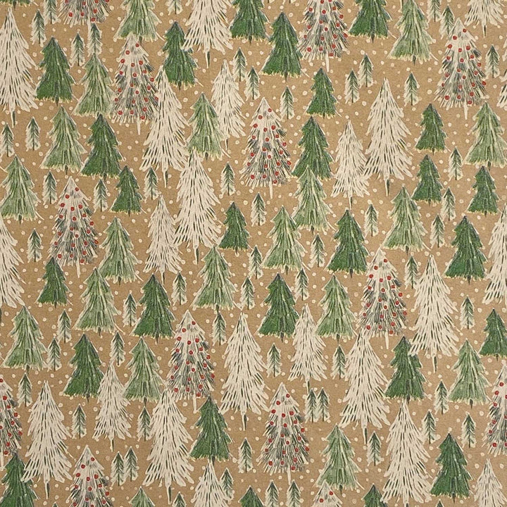 Opulent Tree Kraft Christmas Gift Wrap, 10 ft x 30"