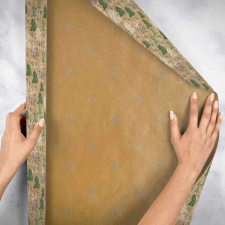 Opulent Tree Kraft Christmas Gift Wrap, 10 ft x 30"