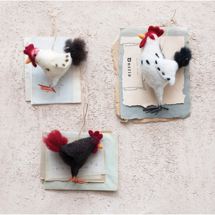 Chicken Wool Felt Ornaments