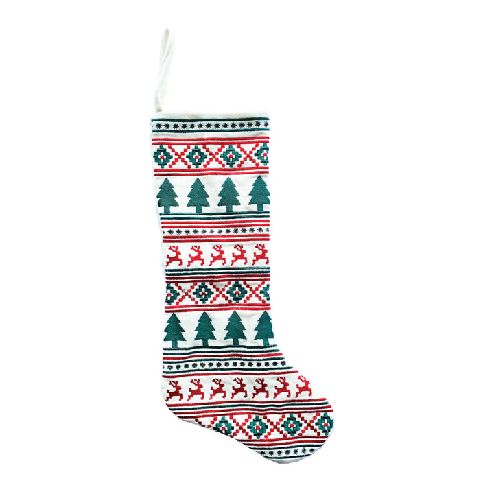 Cotton Velvet Embroidered Stocking