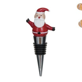 Wine Stopper w/ Hand-Painted Glass Holiday Icon