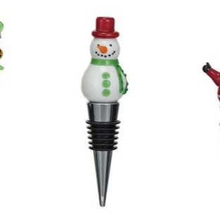 Wine Stopper w/ Hand-Painted Glass Holiday Icon