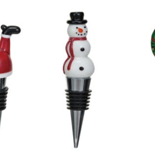 Wine Stopper w/ Hand-Painted Glass Holiday Icon