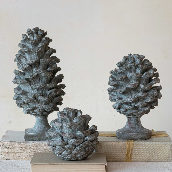 Pinecone Finial, Resin Verdigris Finish