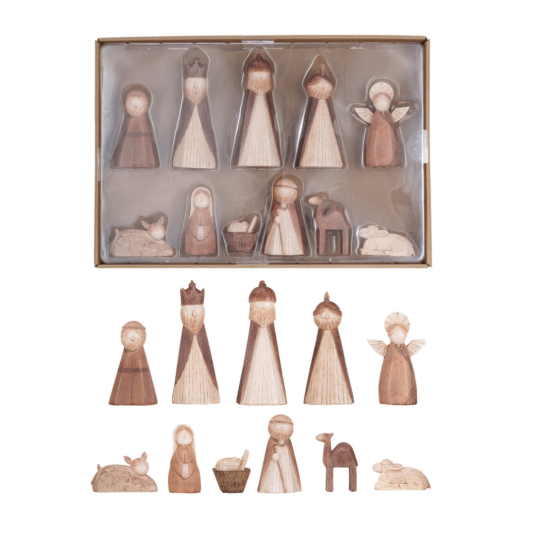 Resin Nativity Scene, Wood Finish