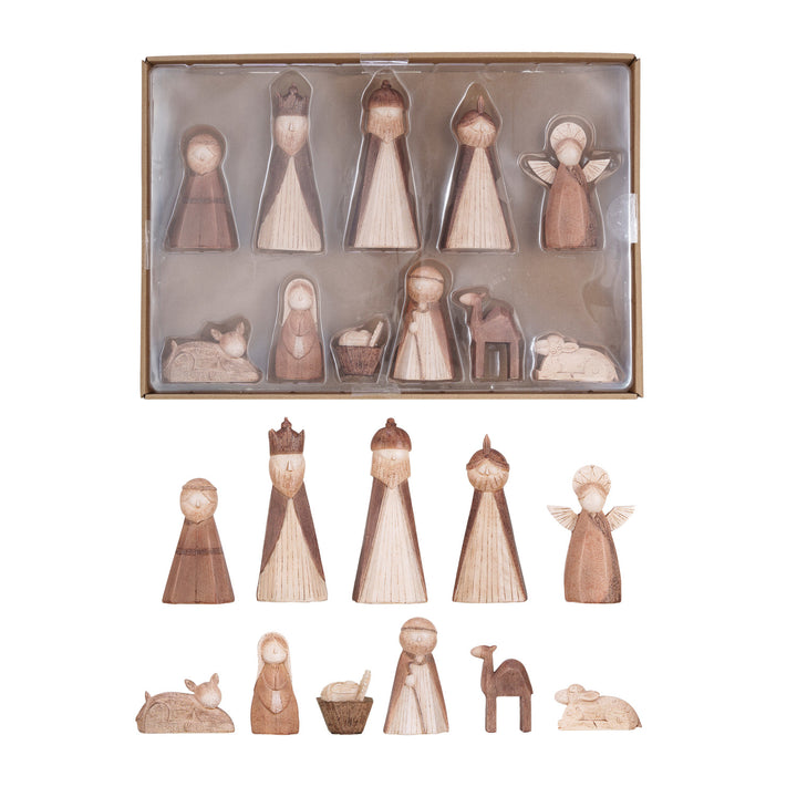Resin Nativity Scene, Wood Finish