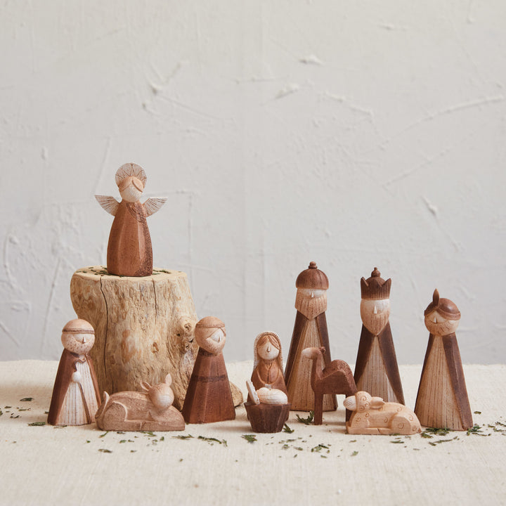 Resin Nativity Scene, Wood Finish