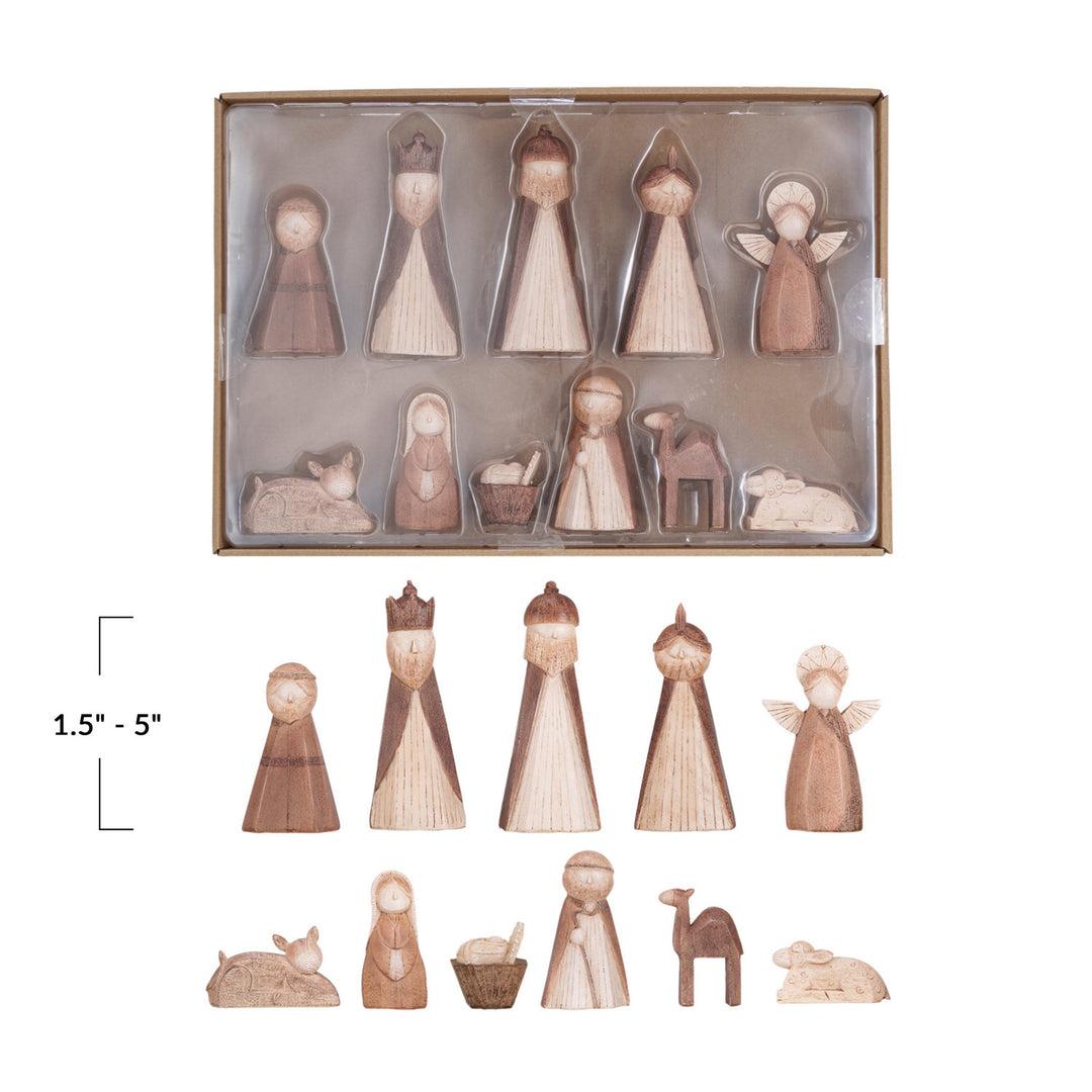 Resin Nativity Scene, Wood Finish