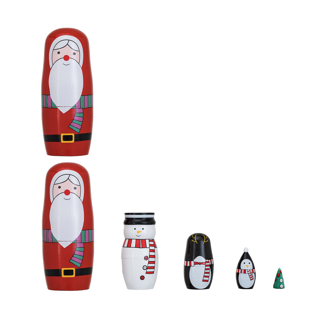 Wooden Holiday Nesting Doll