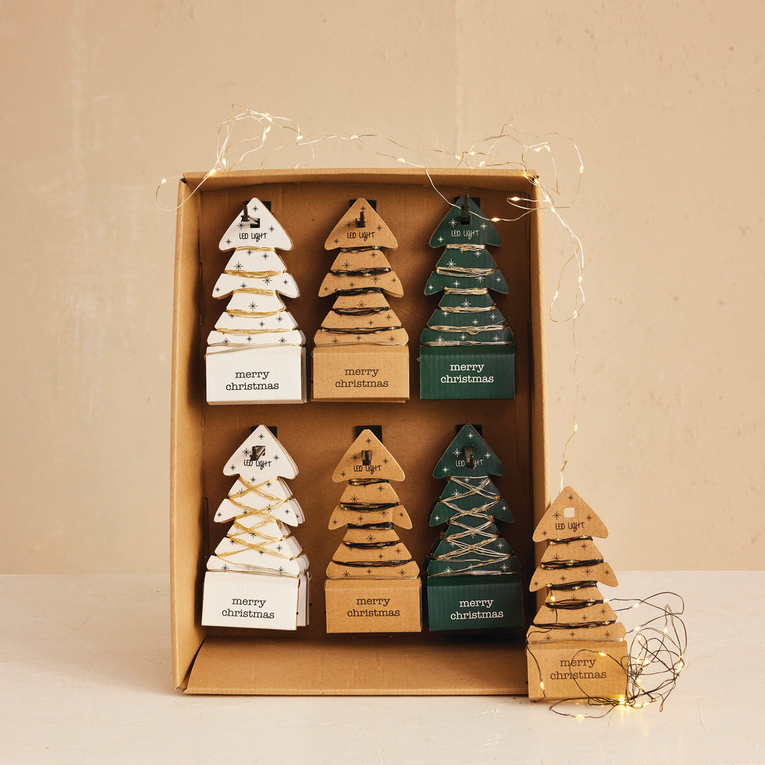 LED String Lights on Tree-Shaped Display Card