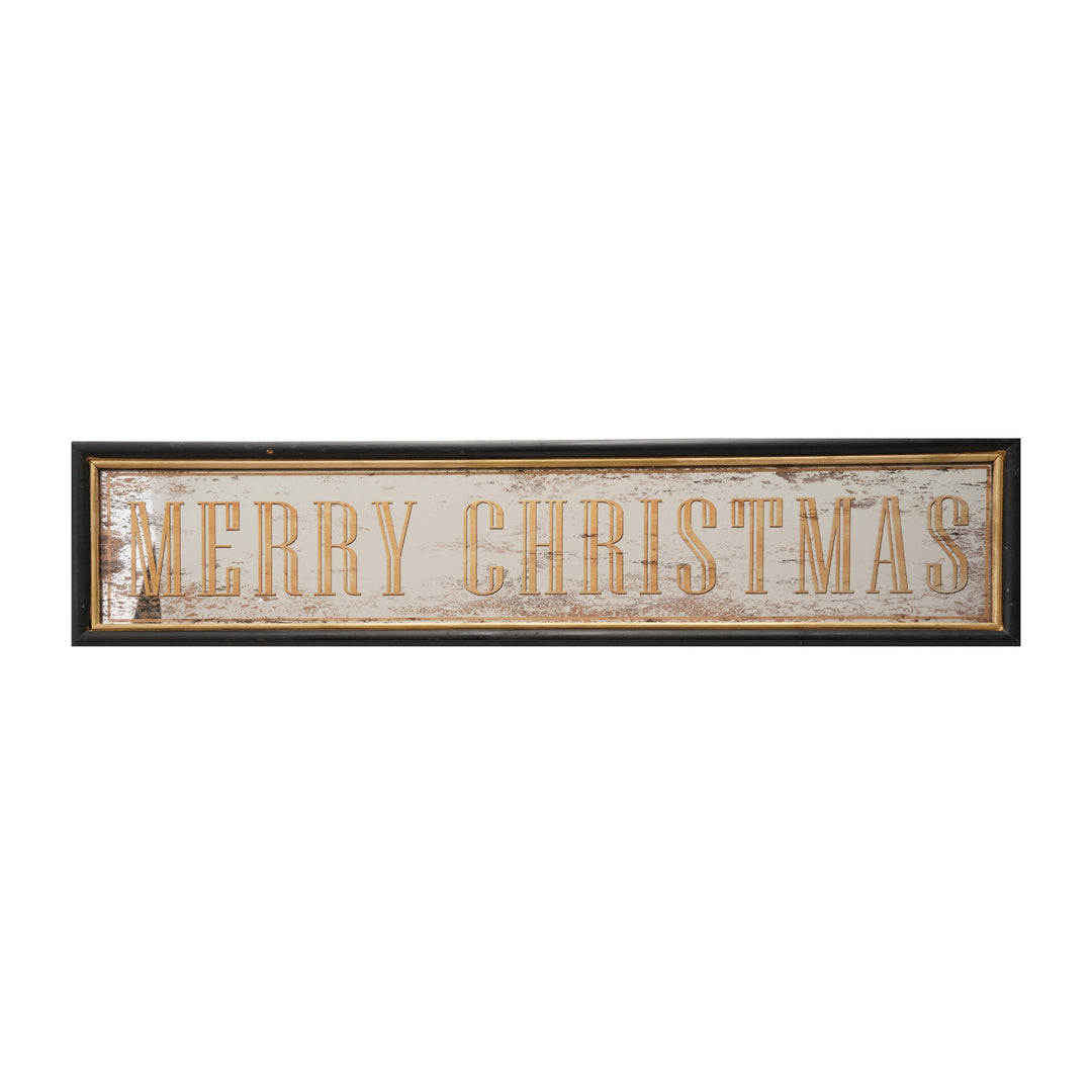 "Merry Christmas" Antiqued Mirror Wall Decor, 32"x7.5"