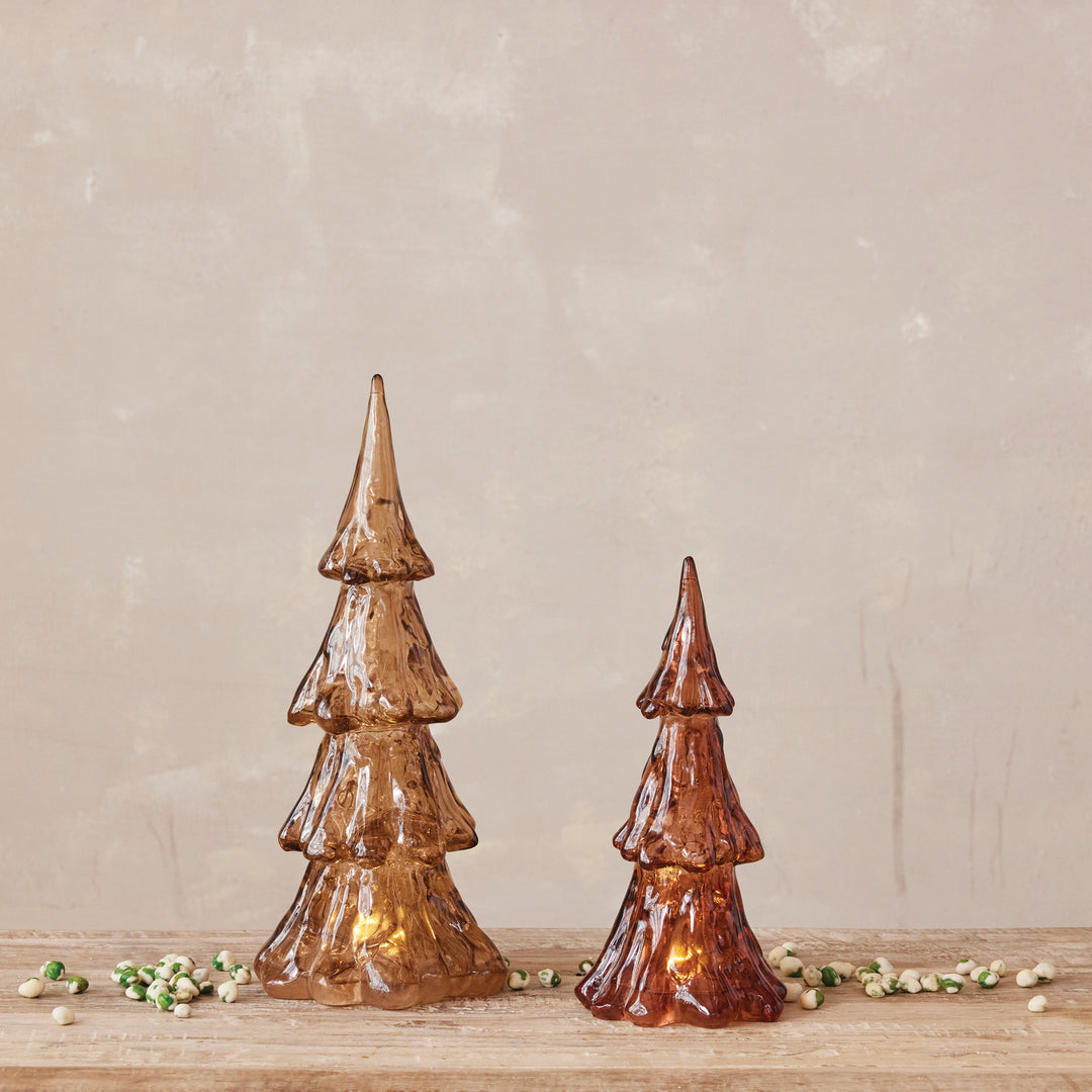 Lighted Amber &amp; Brown Resin Christmas Trees