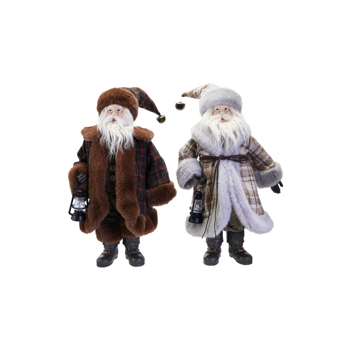 Santa with Lantern and Faux Fir Coat