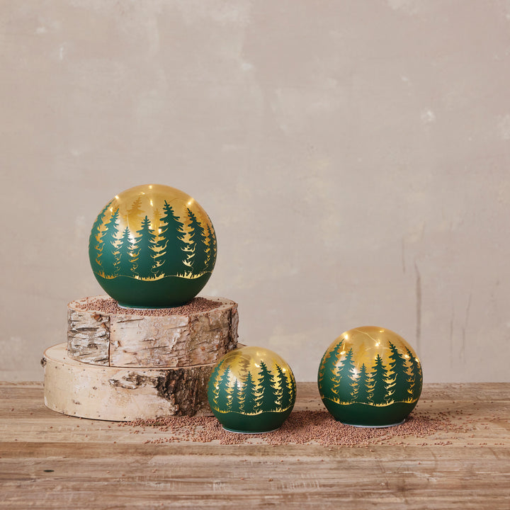 Forest Scene Glass Ball with LED Lights