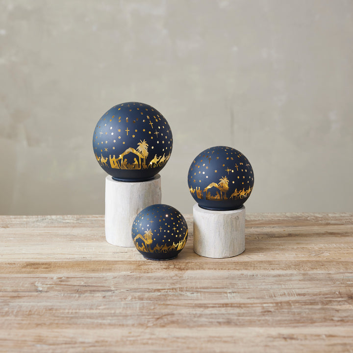 Nativity Scene Glass Ball with LED Lights