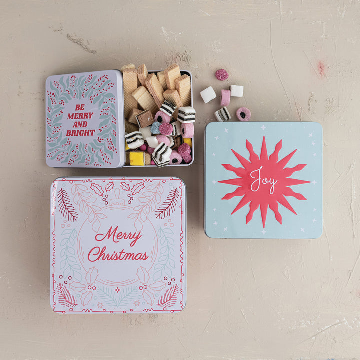 Embossed Decorative Holiday Tin Boxes