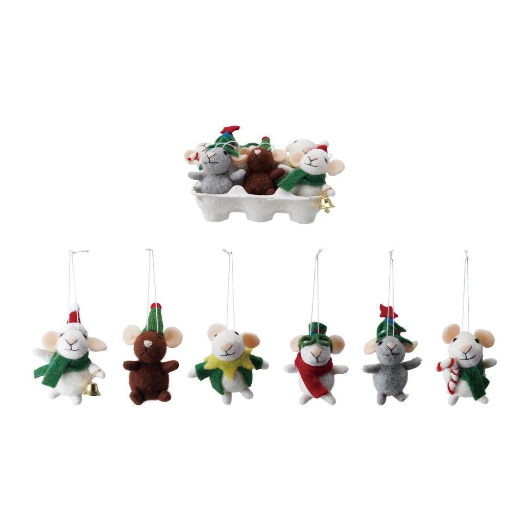 Wool Felt Mice Ornaments