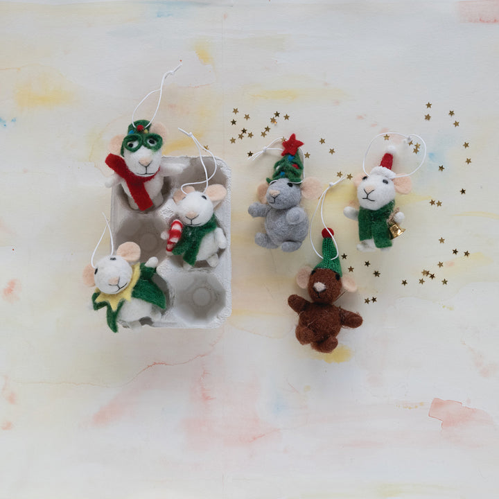 Wool Felt Mice Ornaments