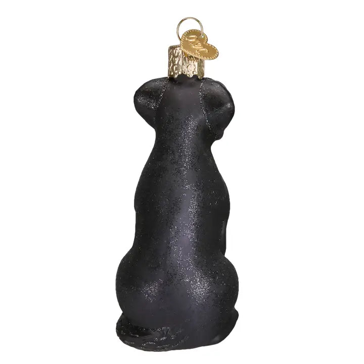 Handcrafted Black Labrador Glass Christmas Ornament