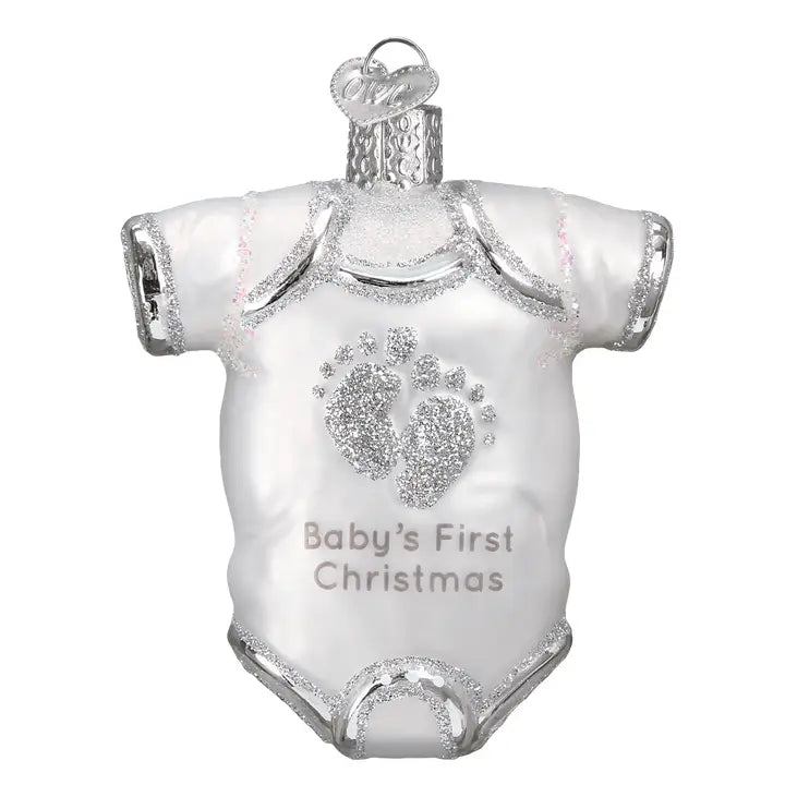 Baby’s First Christmas White Onesie Glass Ornament