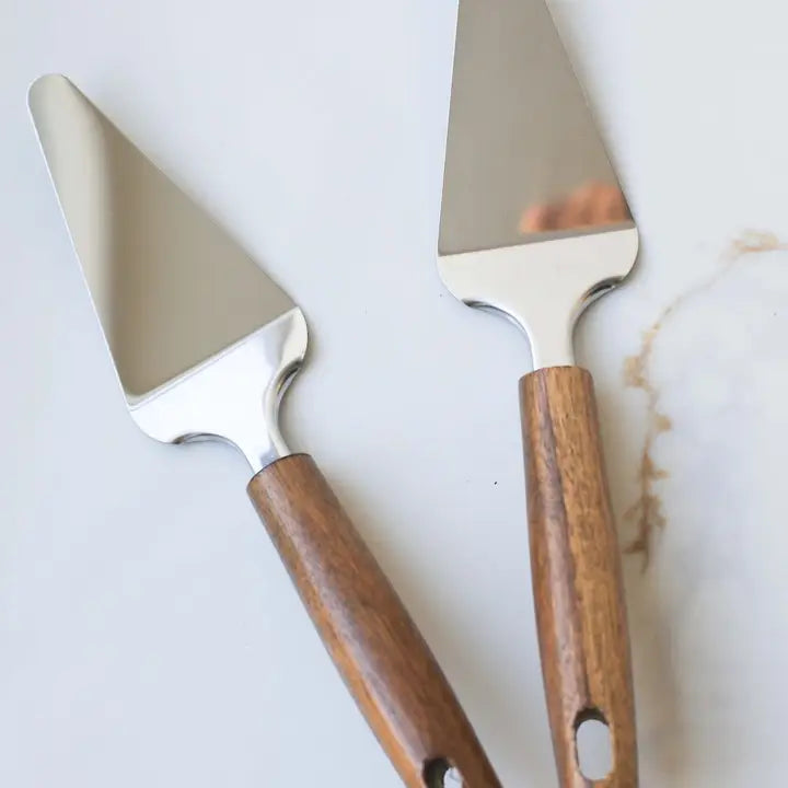 Light Acacia Wood Handle Stainless Steel Pizza Server