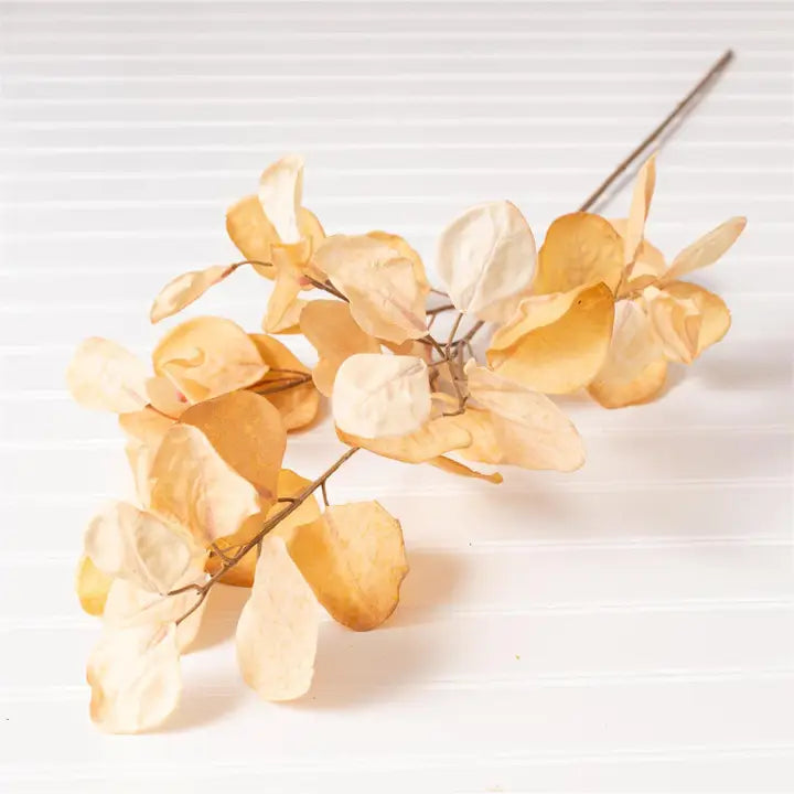 Cream and Golden Eucalyptus Leaf Spray