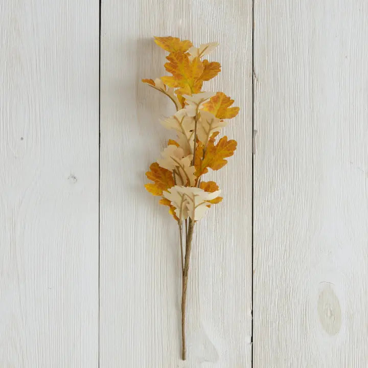 Cream and Golden Orange Fall Oak Leaf Pick