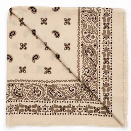 Paisley Print Oversized Square Scarf – Off White