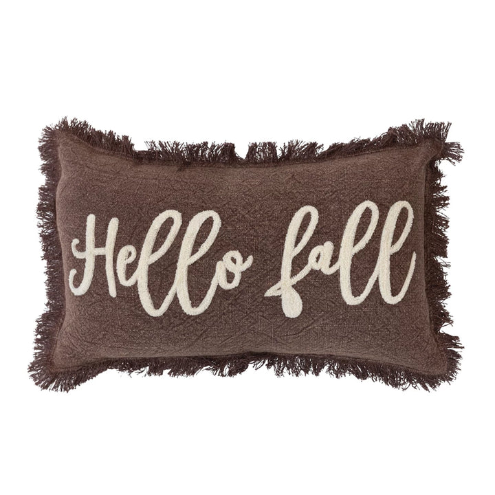 "Hello Fall" Stonewashed Tufted Lumbar Pillow, 20" x 12"