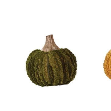 Cotton Blend Velvet Pumpkin + Wood Stem, 3.5"