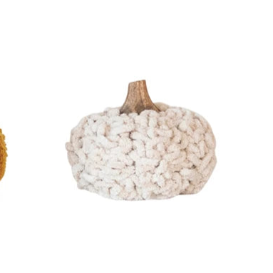 Cotton Blend Velvet Pumpkin + Wood Stem, 3.5"