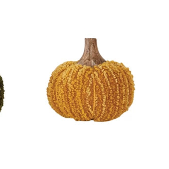 Cotton Blend Velvet Pumpkin + Wood Stem, 3.5"