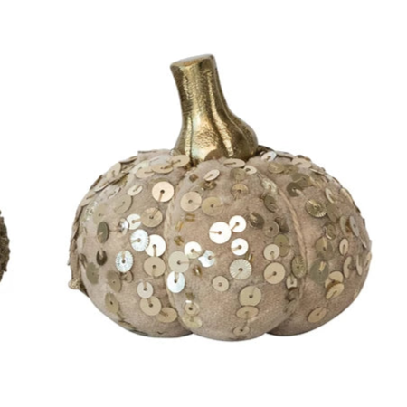 Handmade Velvet + Sequin Style Pumpkins, 3"