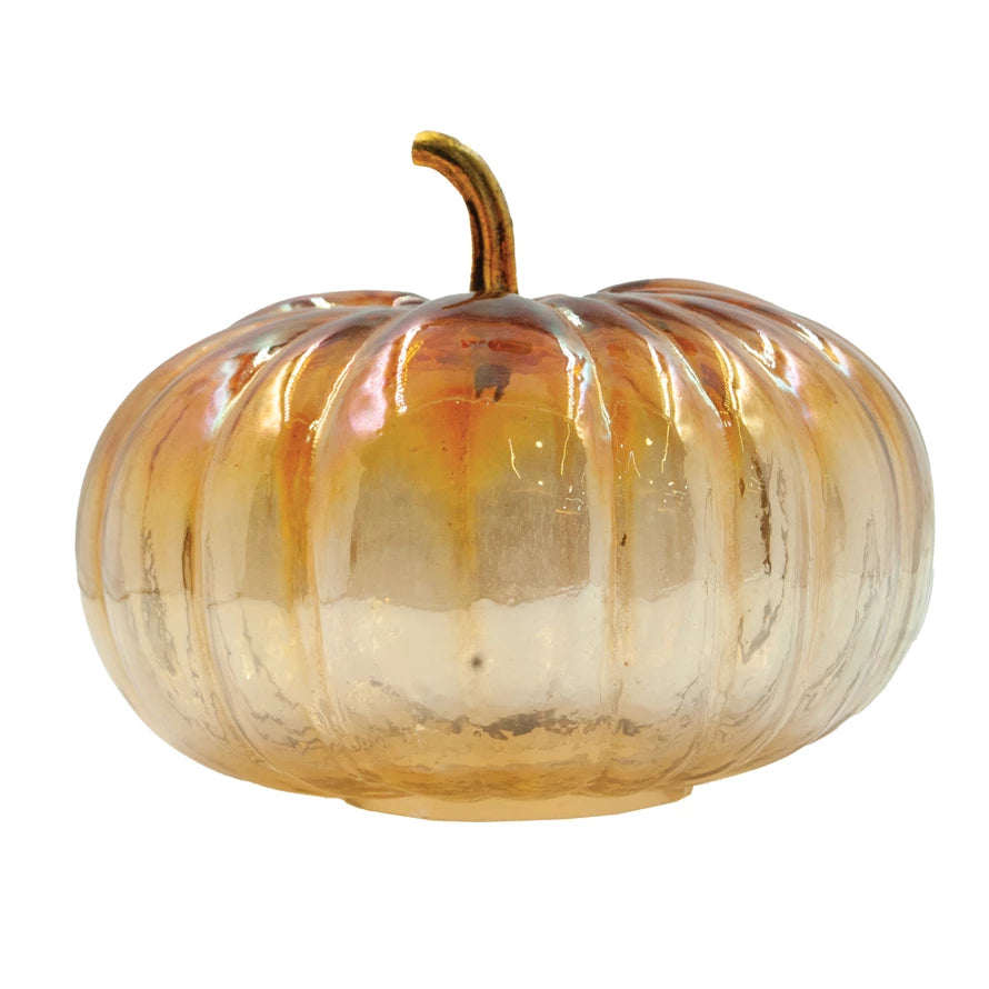Glass Pumpkin + Brass Stem, Amber