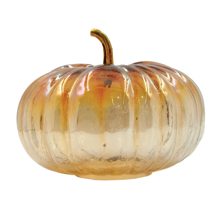 Glass Pumpkin + Brass Stem, Amber