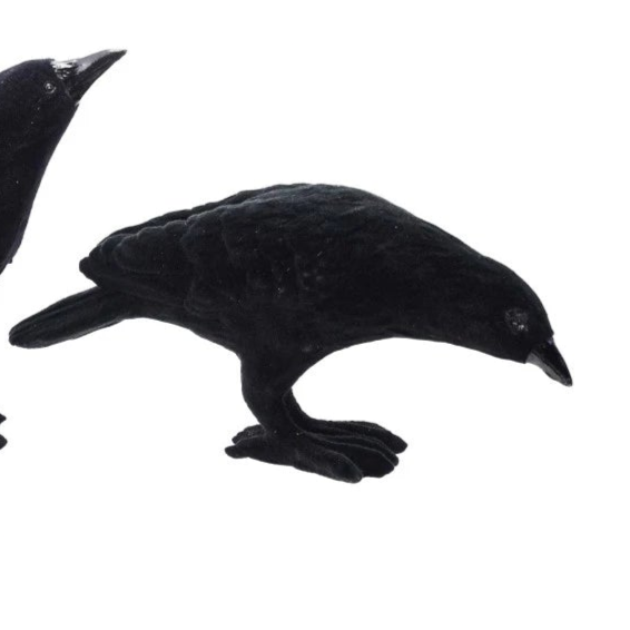 Flocked Resin Crows, 6.75 x 7.5