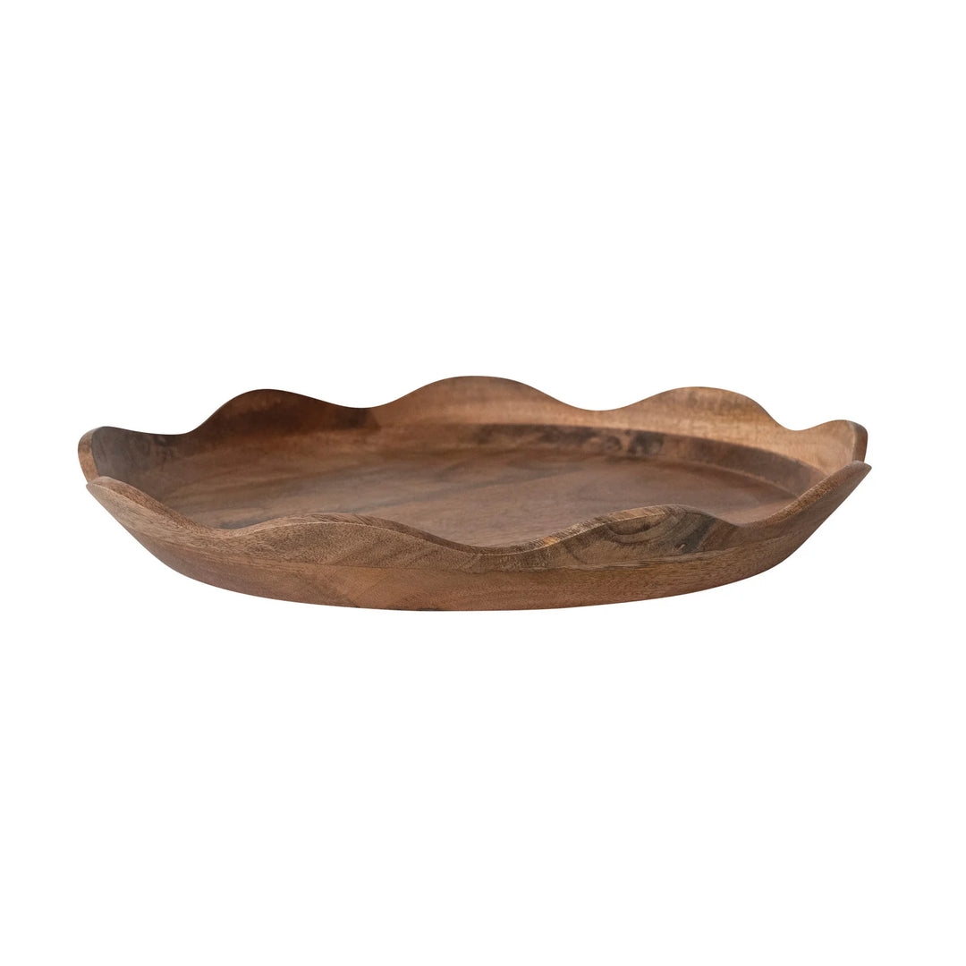 Scalloped Mango Wood Serving Tray