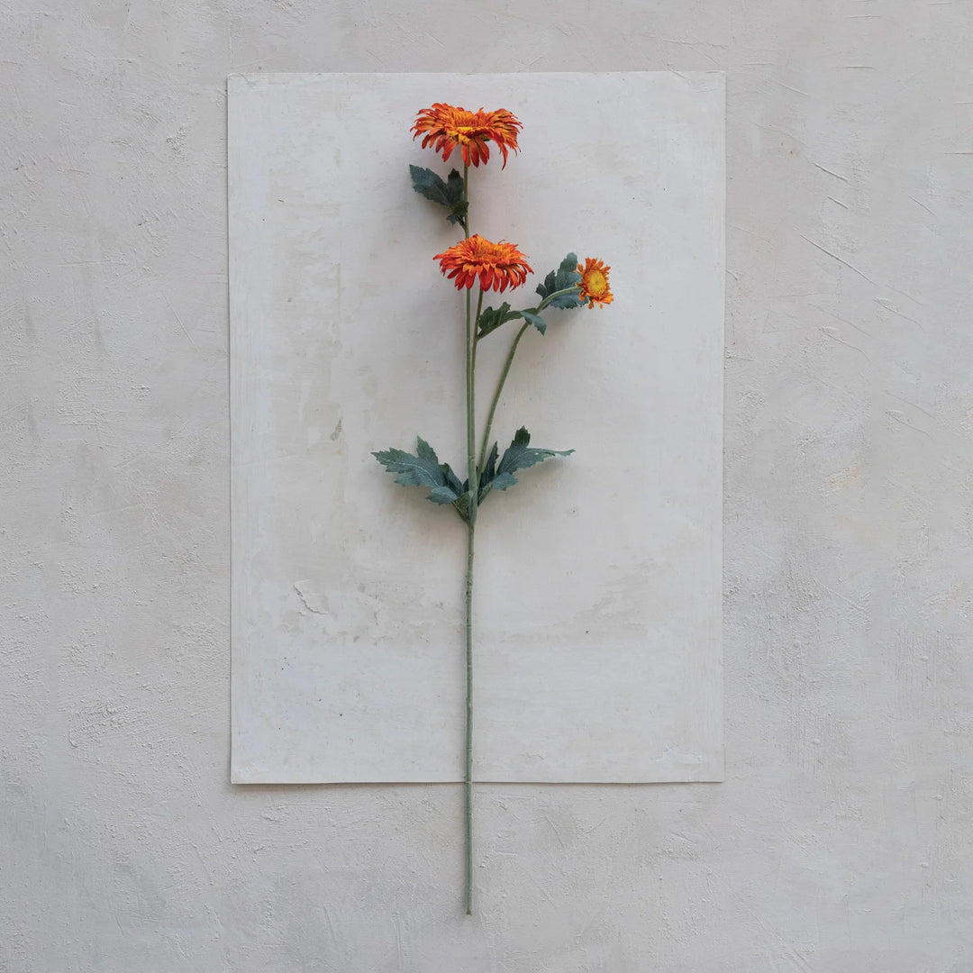 Orange Faux Gerbera Daisy Stem