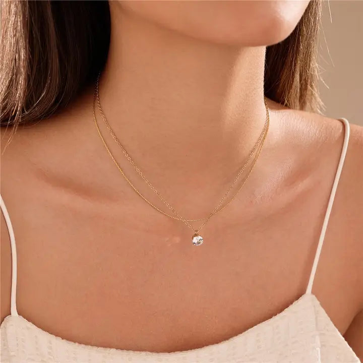 Tarnish-Free Layered Rhinestone Necklace