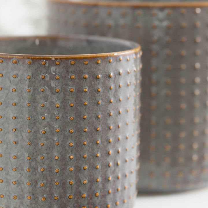 Hobnail Glazed Gray Pots