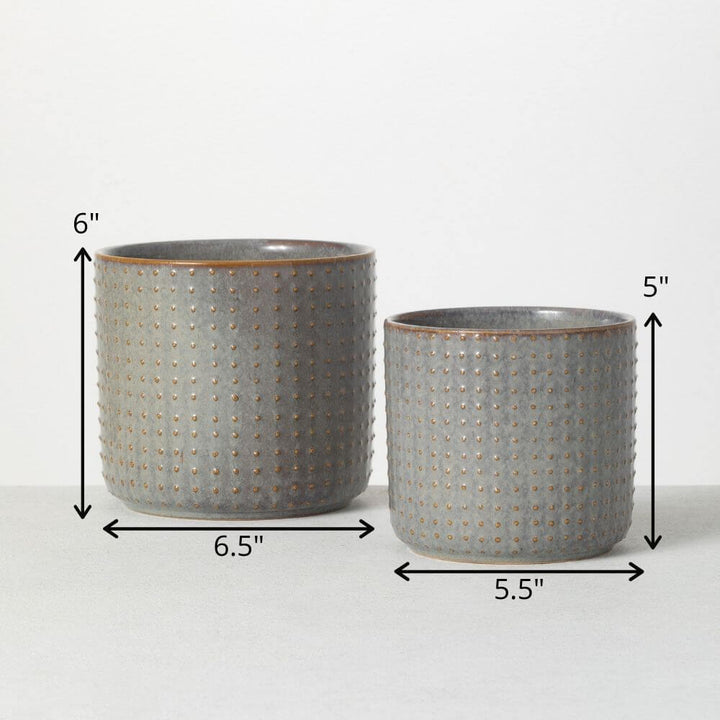 Hobnail Glazed Gray Pots