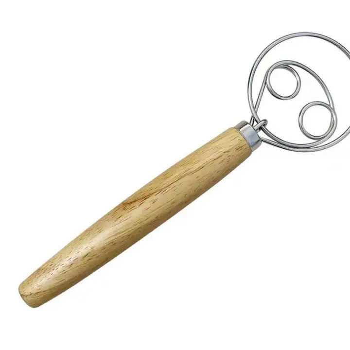 Stainless Steel Dough Whisk with Wooden Handle