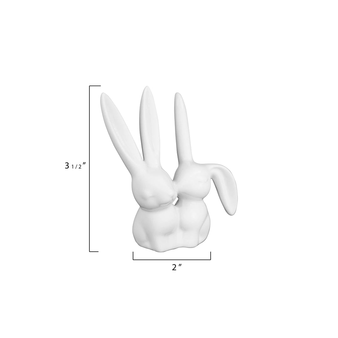 Ring Holder Ceramic Bunny, White