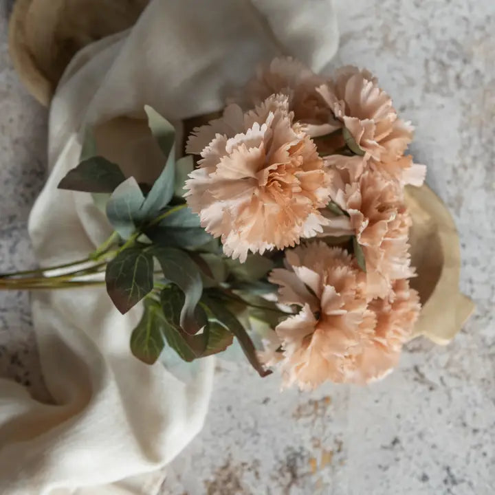 Beige Artificial Carnation Flower Bush