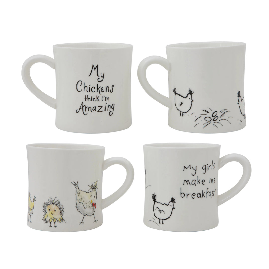 Stoneware Mug with Chicken Saying, 8 oz