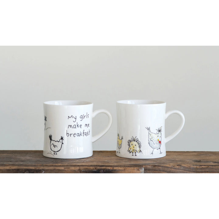 Stoneware Mug with Chicken Saying, 8 oz