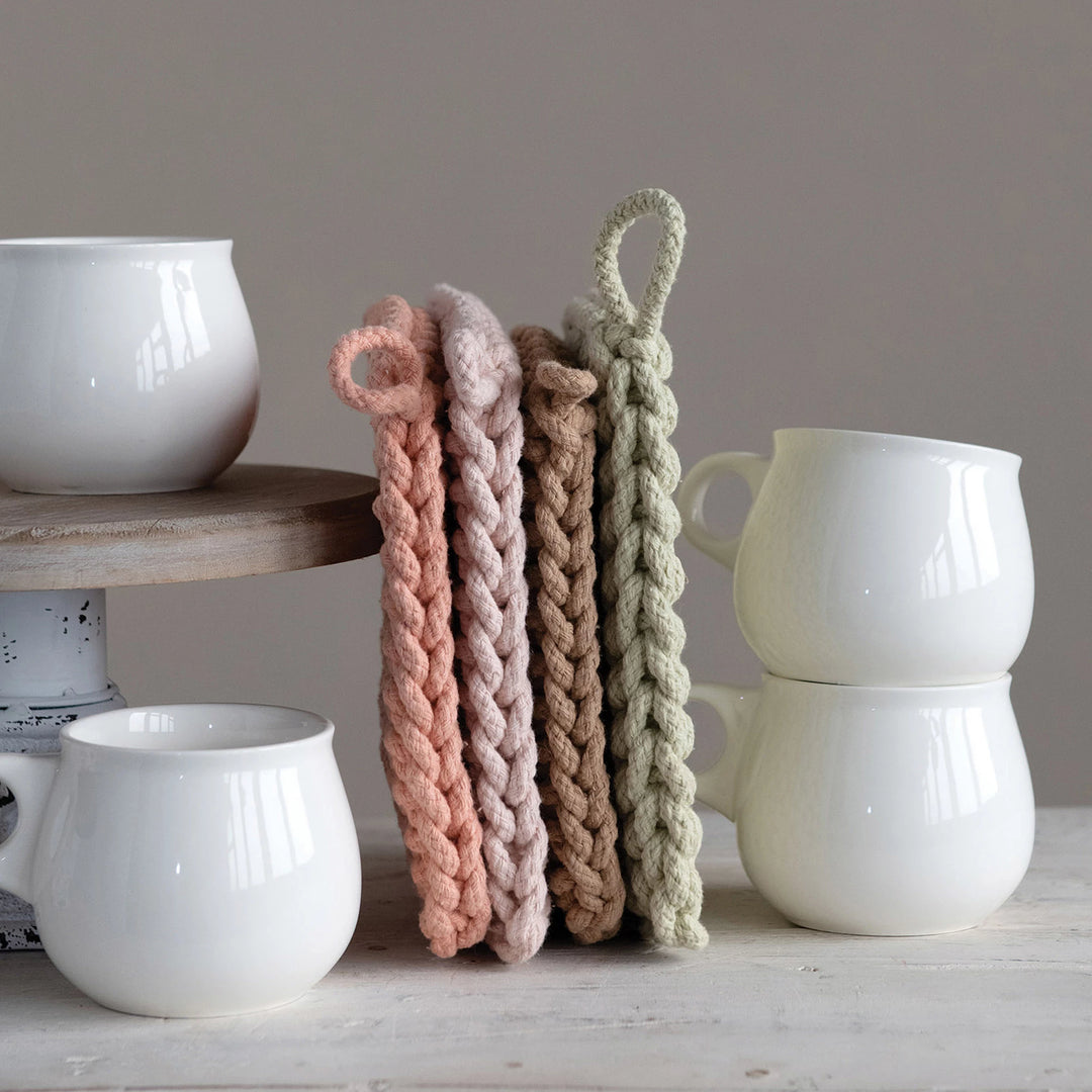 Cotton Crocheted Pot Holder, 8"